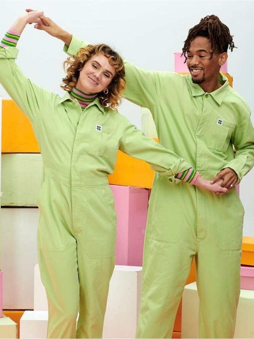 Lucy & Yak | Carmen long sleeve boiler suit/jumpsuit Leaf Green Womens size S